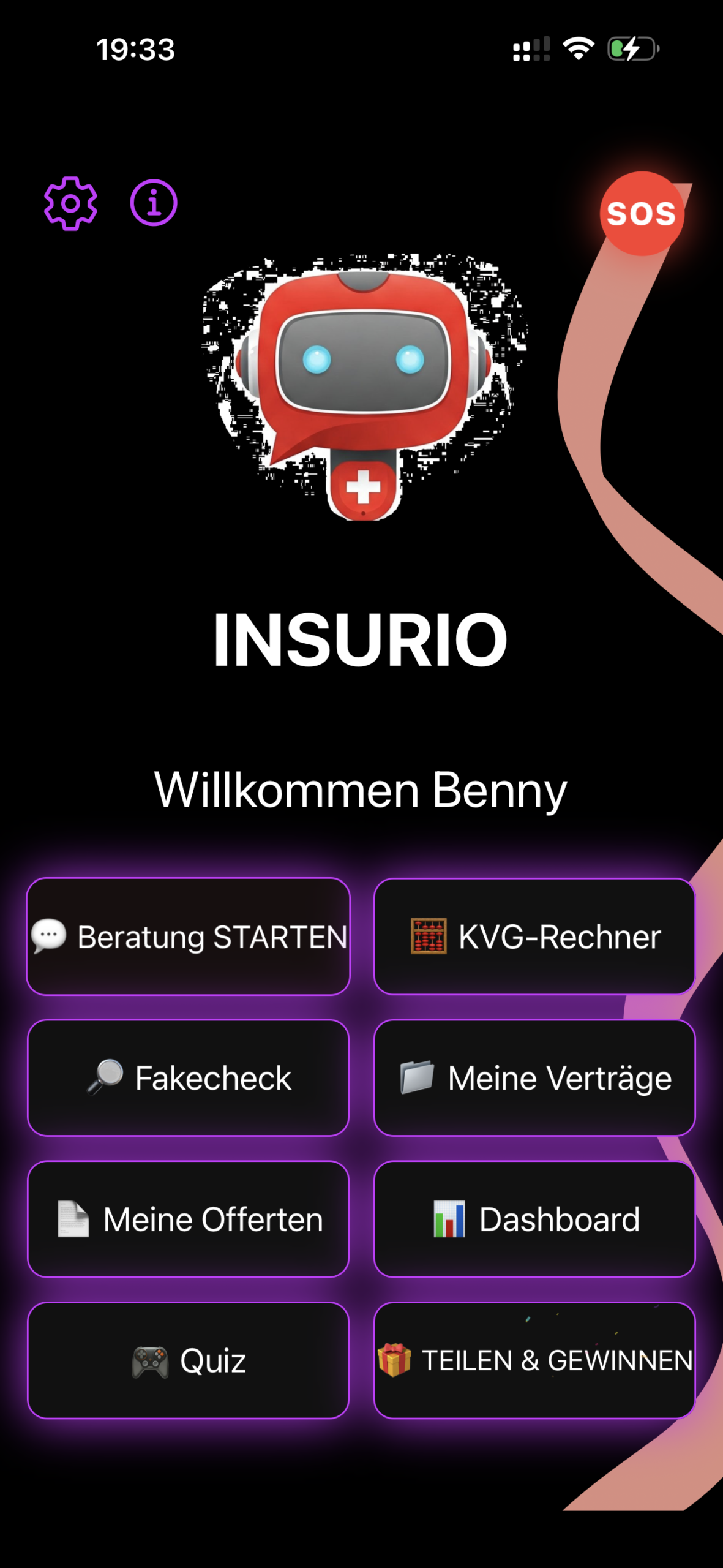 INSURIO – Homescreen