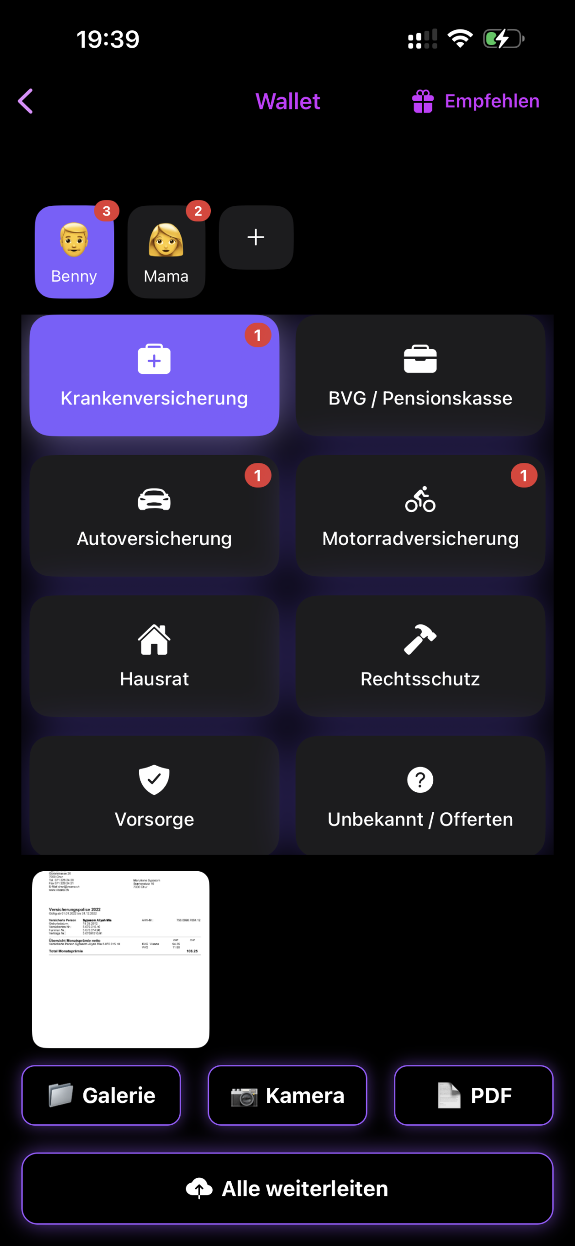 INSURIO – Wallet mit 8 Kategorien